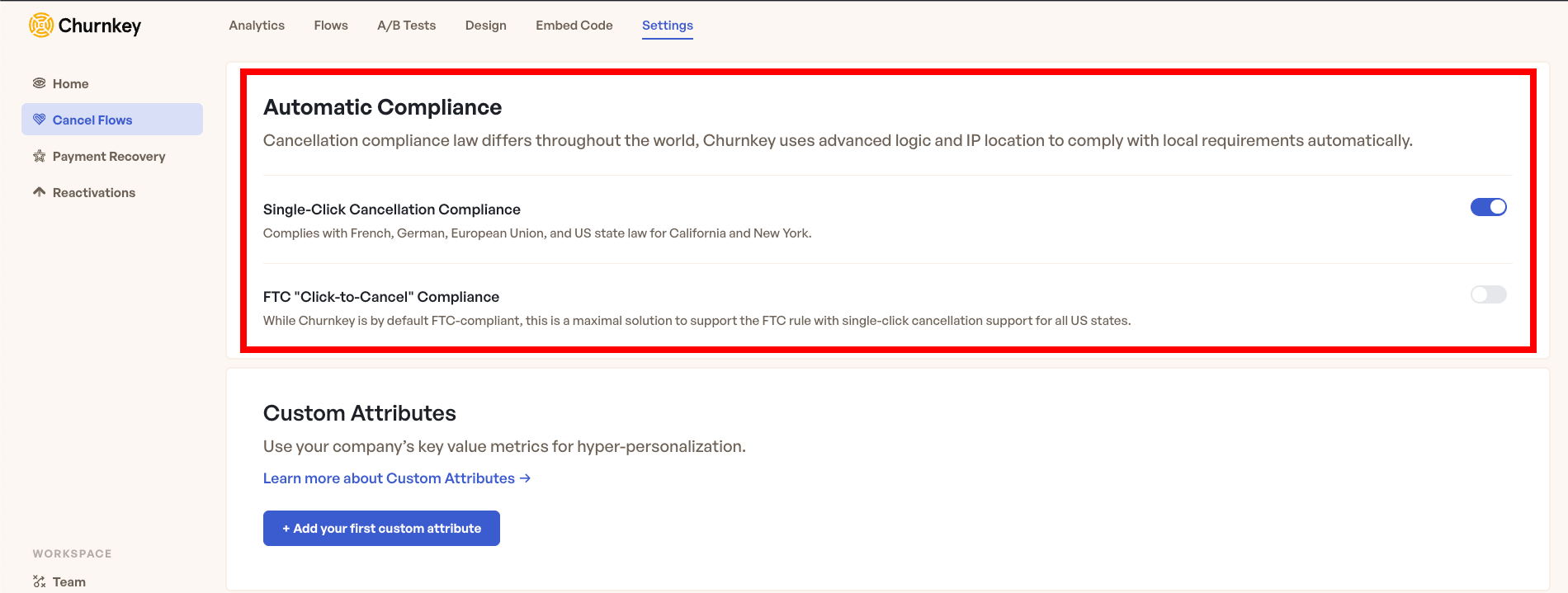 Automatic Compliance Settings
