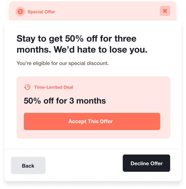 Final Offer interface with retention options
